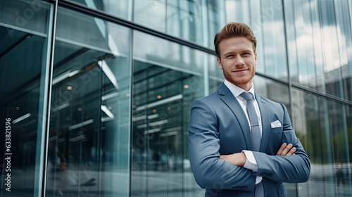 Fotografia, Obraz Portrait of red haired young man in suit