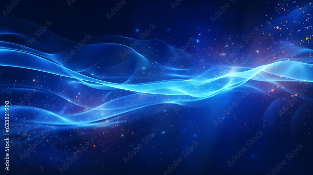 Abstract blue energy lines and particles magical