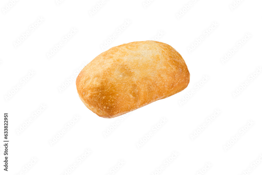 Crispy bread roll isolated against white background