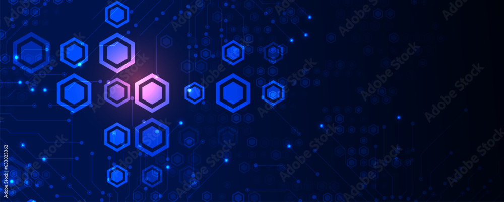Technology banner design with hexagons abstract background. Technology banner design with hexagons abstract background.