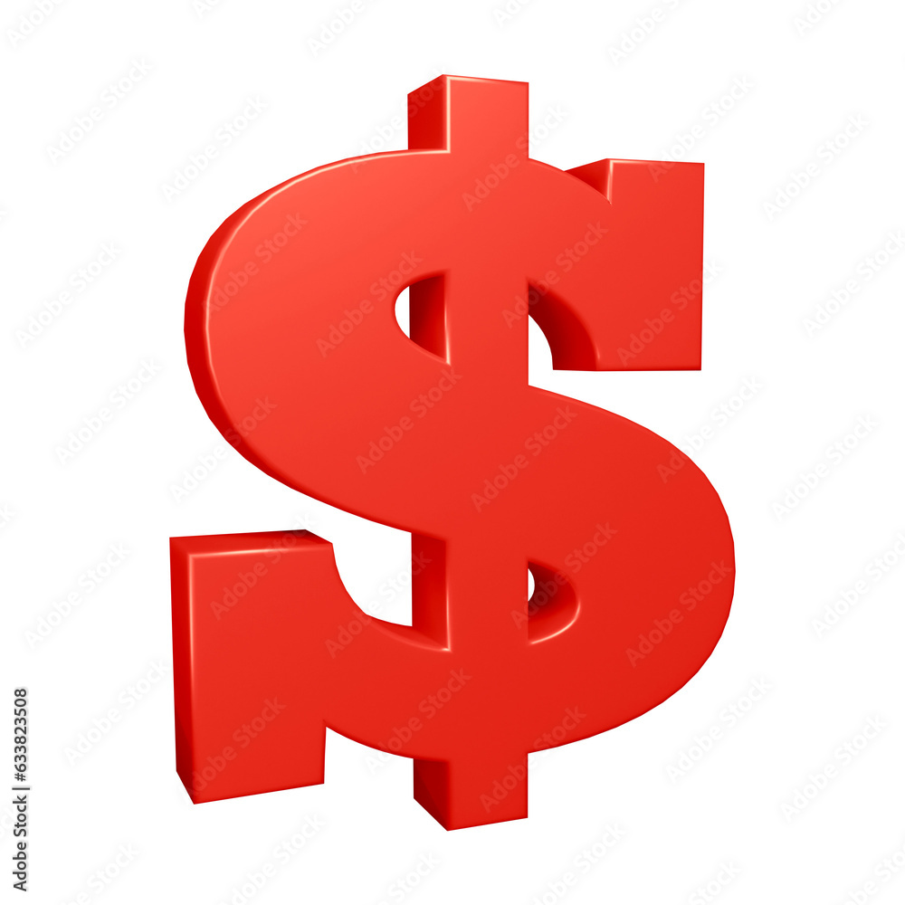 3D dollar symbol or icon design in red color 3D dollar symbol or icon design in red color