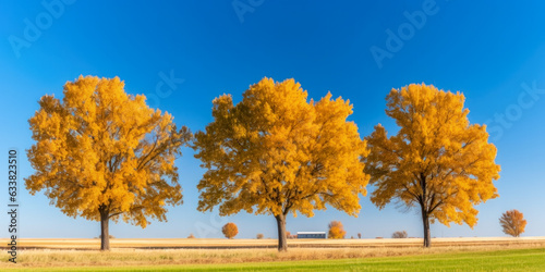 Group of tree in autumn winter landscape - Generative AI