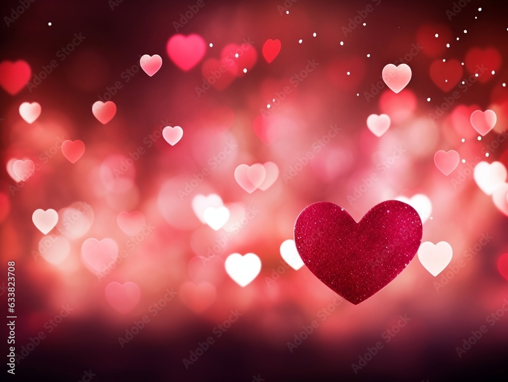 Valentine's Day background with heart-shaped bokeh lights generative ai