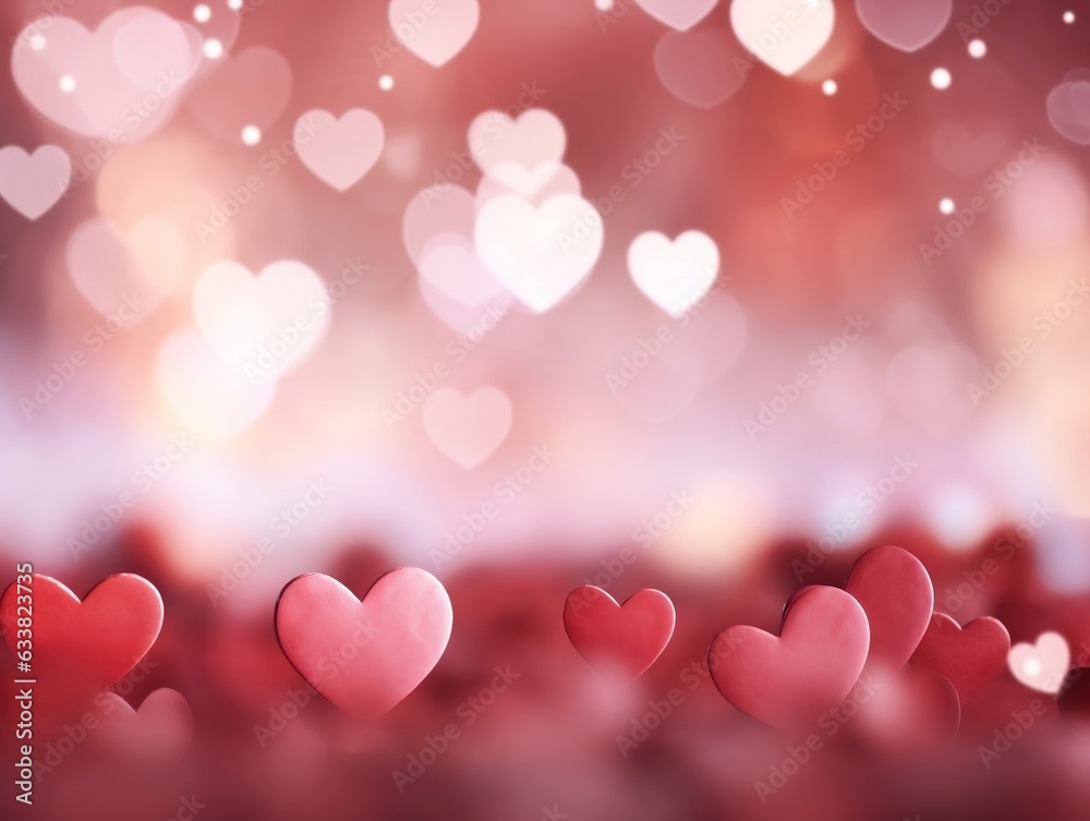 Valentine's Day background with heart-shaped bokeh lights generative ai