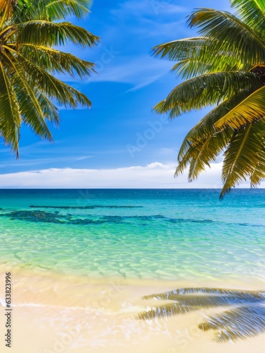 Serene beach scene with crystal clear water
