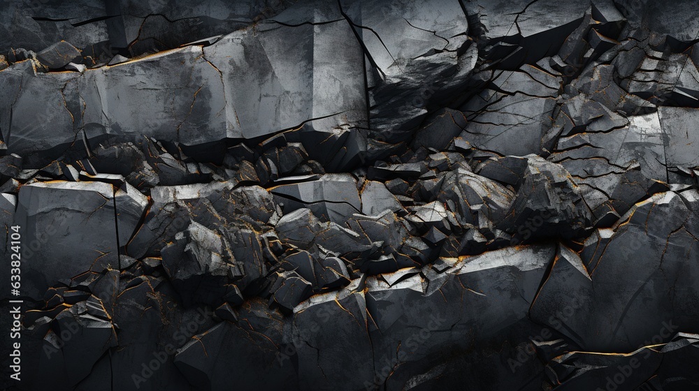  a rock wall with a bunch of rocks on it's sides.  generative ai