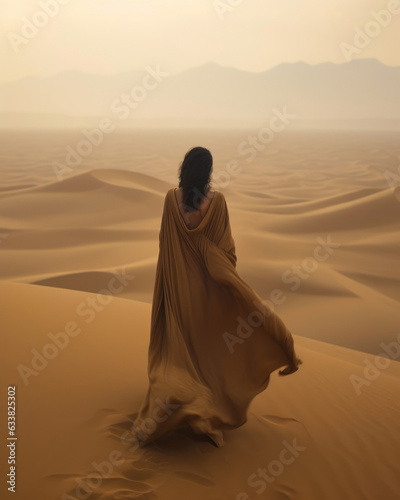 Elegant Arabic Woman Embracing Desert Winds