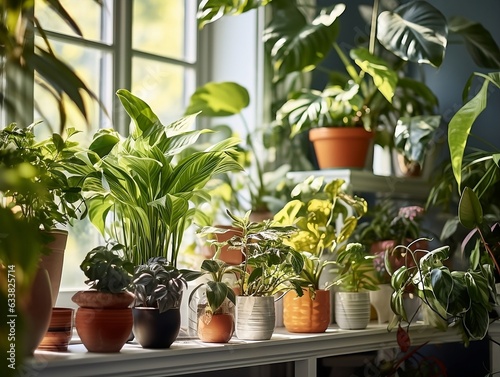 Monstera deliciosa plant, flower, plant in a minimalist room 