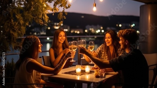 Group of friends drink beer...