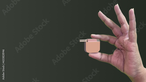 Pacemaker holding in hand with heartbeat wave medical concept