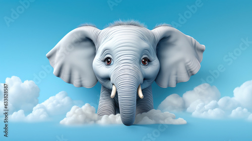 Cartoon Elephant Head in Ecstatic Close-up
