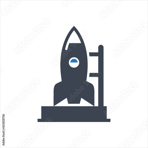 Rocket on a launch pad icon