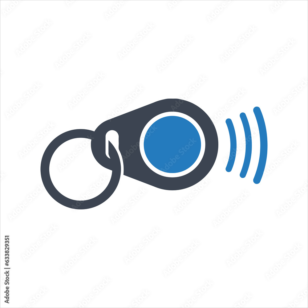 Radiofrequency identification (RFID) key fob with button icon Stock