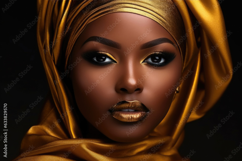 African Woman Adorned in Gold and Jewels