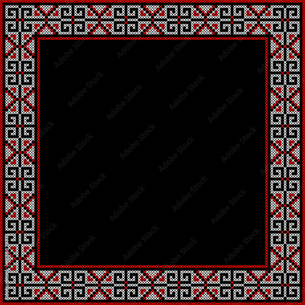 Vector illustration of Ukrainian ornament in ethnic style, identity, vyshyvanka, embroidery for print clothes, websites, banners. Background. Frame for text Vector illustration of Ukrainian ornament in ethnic style, identity, vyshyvanka, embroidery for print clothes, websites, banners. Background. Frame for text