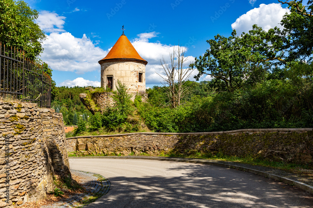 Naklejka premium Castle in old city Bechyne in South Bohemian region, Czech republic.