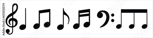 Music notes icon set, Music notes sign and symbol, vector illustration.