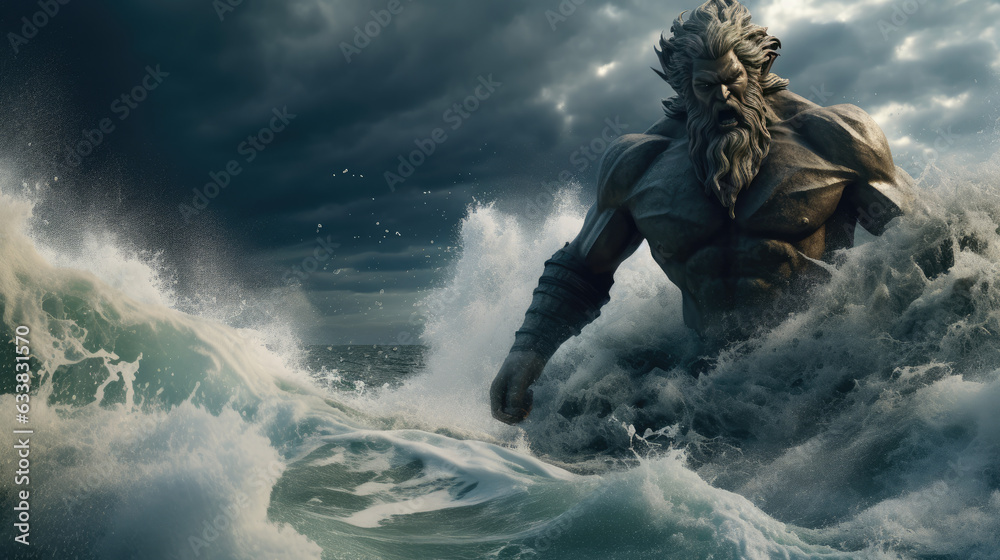 Poseidon God of the Sea Stock Illustration | Adobe Stock