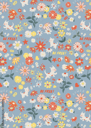 seamless pattern with autumn leaves.  colorful flower print. vector all over print. 