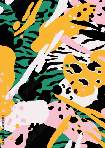 background with giraffe and flowers. animal print artwork. repeated pattern.  women's vector print