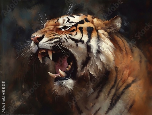 Tiger illustration paintings of unique wall art generative ai