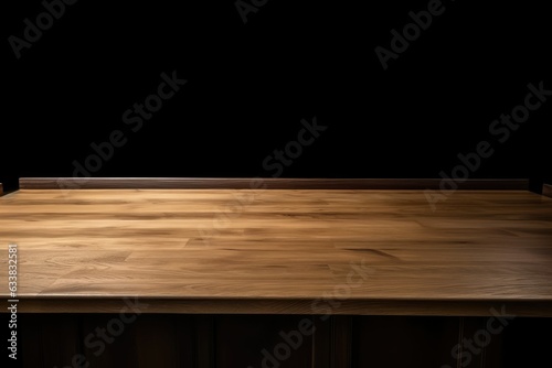 An empty wooden counter table top for product display
