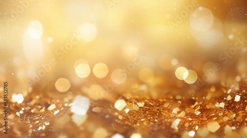 Gold glowing luxurious blurred texture background with bokeh and shimmering sparkles