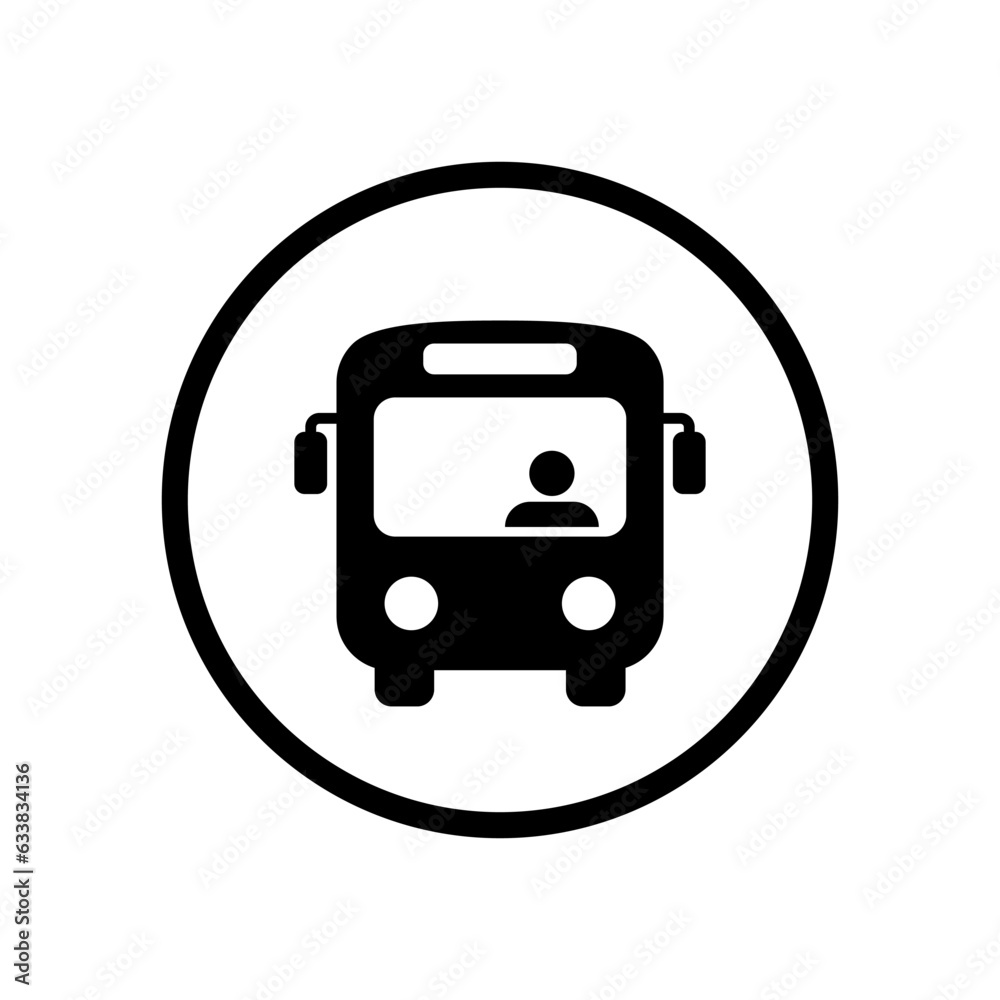 Bus public transport icon vector in circle line Bus public transport icon vector in circle line