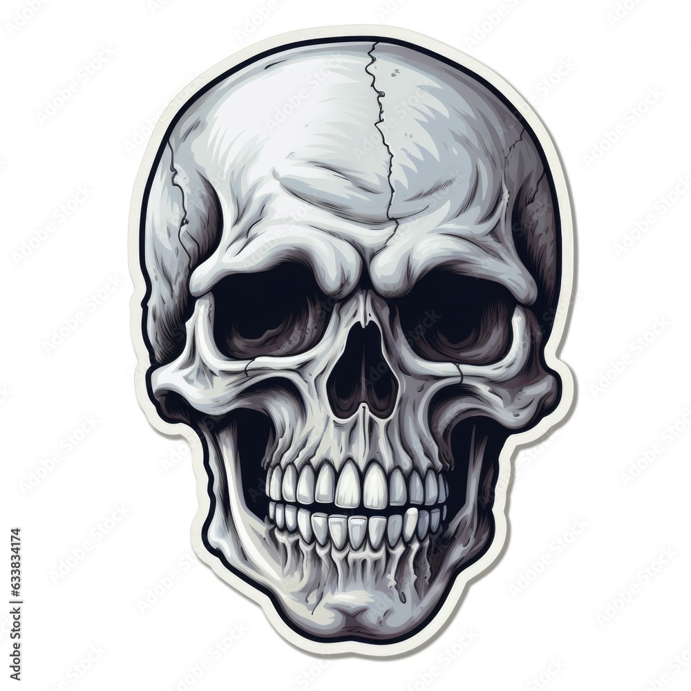 Fototapeta premium A sticker of a skull on a white background. Digital image.