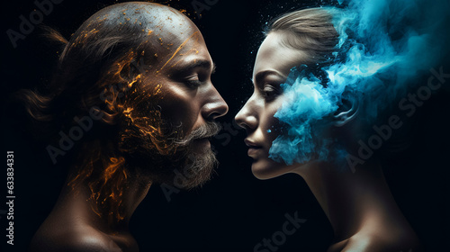 Subtle Connection: Intergenerational Gaze Amidst Whimsical Aura, AI-Generated