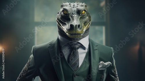  Anthropomorphic alligator in a suit as a businessman concept enhanced photo