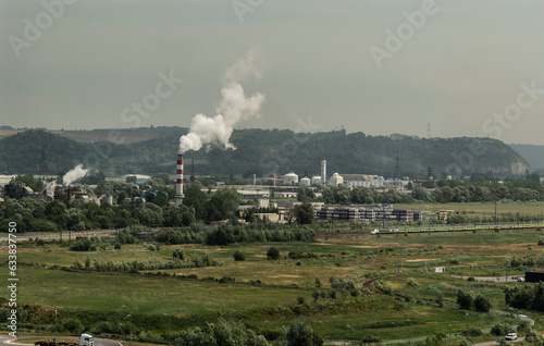 Northern France, Europe. 11 June 2023. Industrial area on countryside close to Le Havre, northern France.