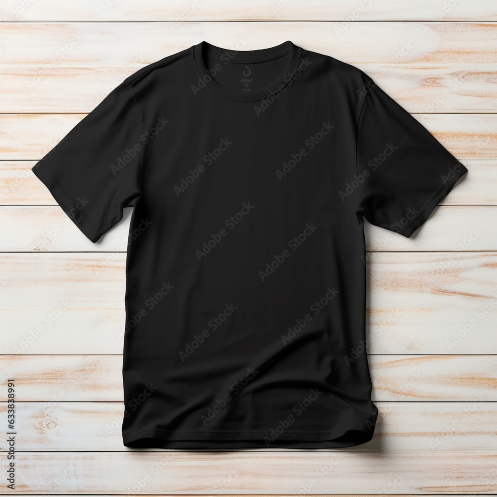 Top view Black T-shirt design mockup background Top view Black T-shirt design mockup background