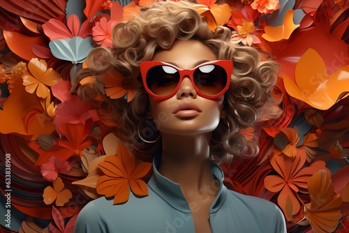 Portrait of a fashionable woman wearing sunglasses, generative ai
