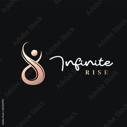 infinity human gold logo on black background