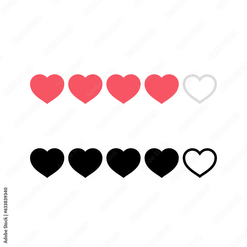 Design for love rating, feedback rating with heart icon