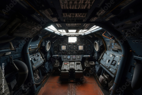 Spacecraft control room with seats. Futuristic, scientific and science concept © happy_finch
