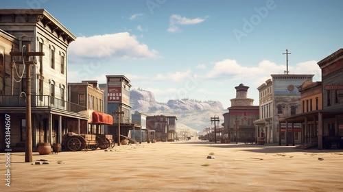 Old cowboy western town with saloons. Created using Generative AI technology.