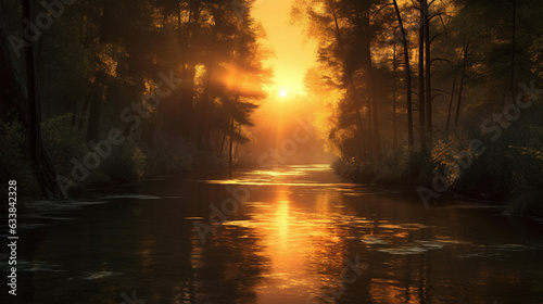 Morning on the river in the forest © Nero
