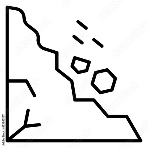 Rock Sliding Line Icon