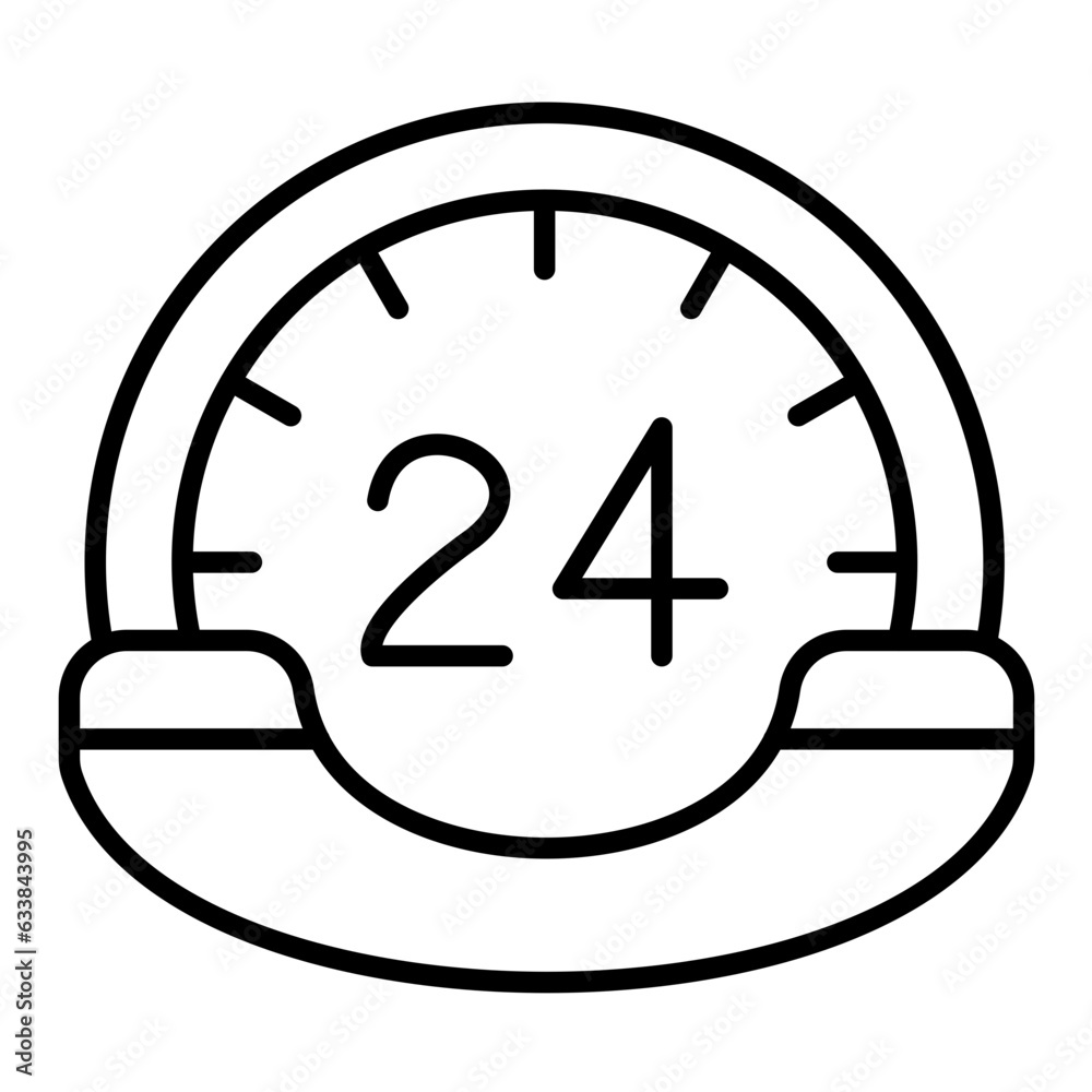 24 Hours Call Center Line Icon 24 Hours Call Center Line Icon