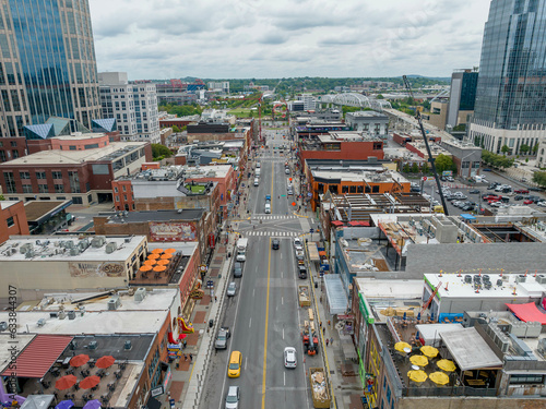 Aerial View Of The City Of Nashville, Tennessee Located On The Cumberland River photo