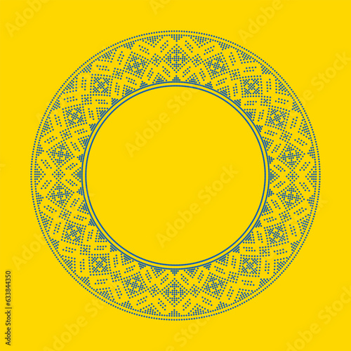 Vector illustration of Ukrainian ornament in ethnic style, identity, vyshyvanka, embroidery for print clothes, websites, banners. Background. Frame for text