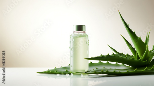 Bottle with aloe vera gel medicinal plant new quality universal colorful technology Stock Illustration Image design, Generative AI