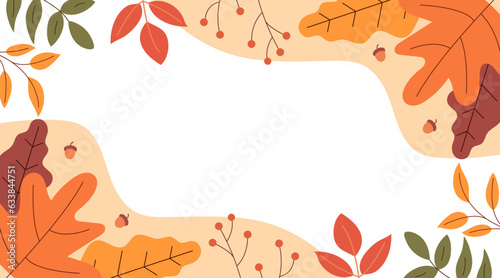 Colorful autumn earthy background, banner, poster, template. Trendy and modern hand-drawn vector illustration.  