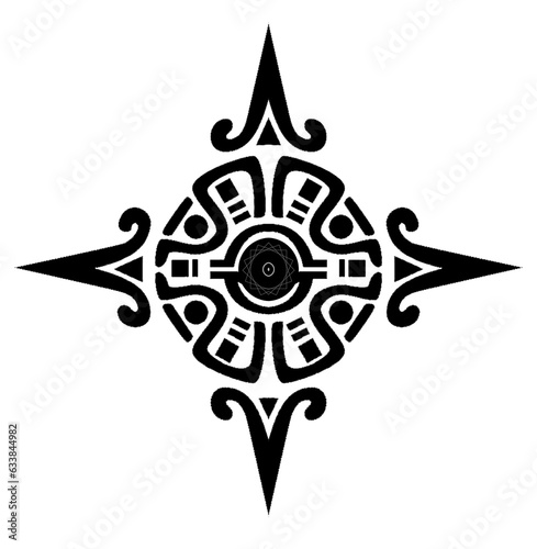 Black and White Geometric Sacred Symbol, Magic Circle Vector with Transparent Background
