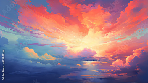 a picture of an orange and purple cloud in the sky, in the style of dark turquoise and dark pink, anime aesthetic, dark cyan and pink, 