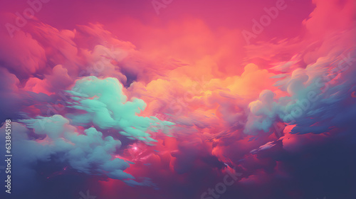 a picture of an orange and purple cloud in the sky, in the style of dark turquoise and dark pink, anime aesthetic, dark cyan and pink, 