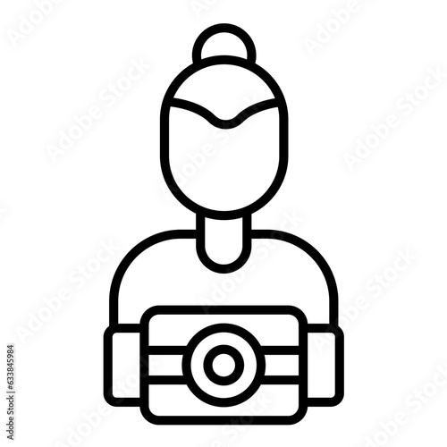 Photographer Female Line Icon