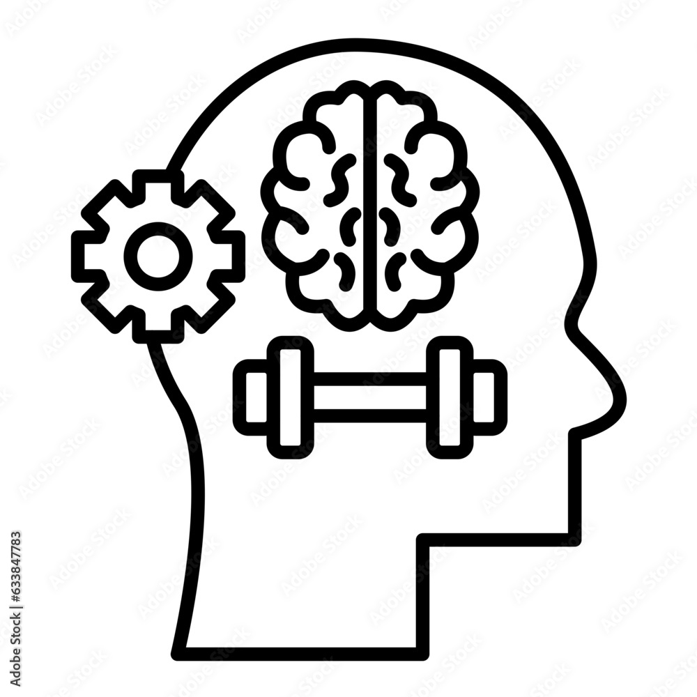 Brain Training Line Icon Brain Training Line Icon